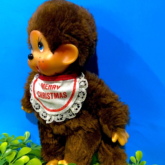 RUSS BERRIE VTG 1977 MONKEY CHIMP THUMKEY MERRY CHRISTMAS BROWN MONKEY & BANANA - Picture 5 of 11